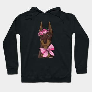 Red Doberman flower girl Hoodie